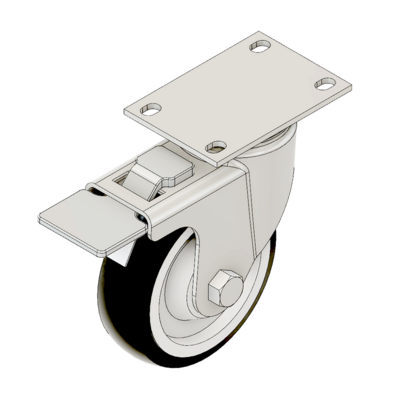 MODULAR SOLUTIONS ALUMINUM CASTER&lt;br&gt;4&quot; SWIVEL TOP PLATE W/BRAKE